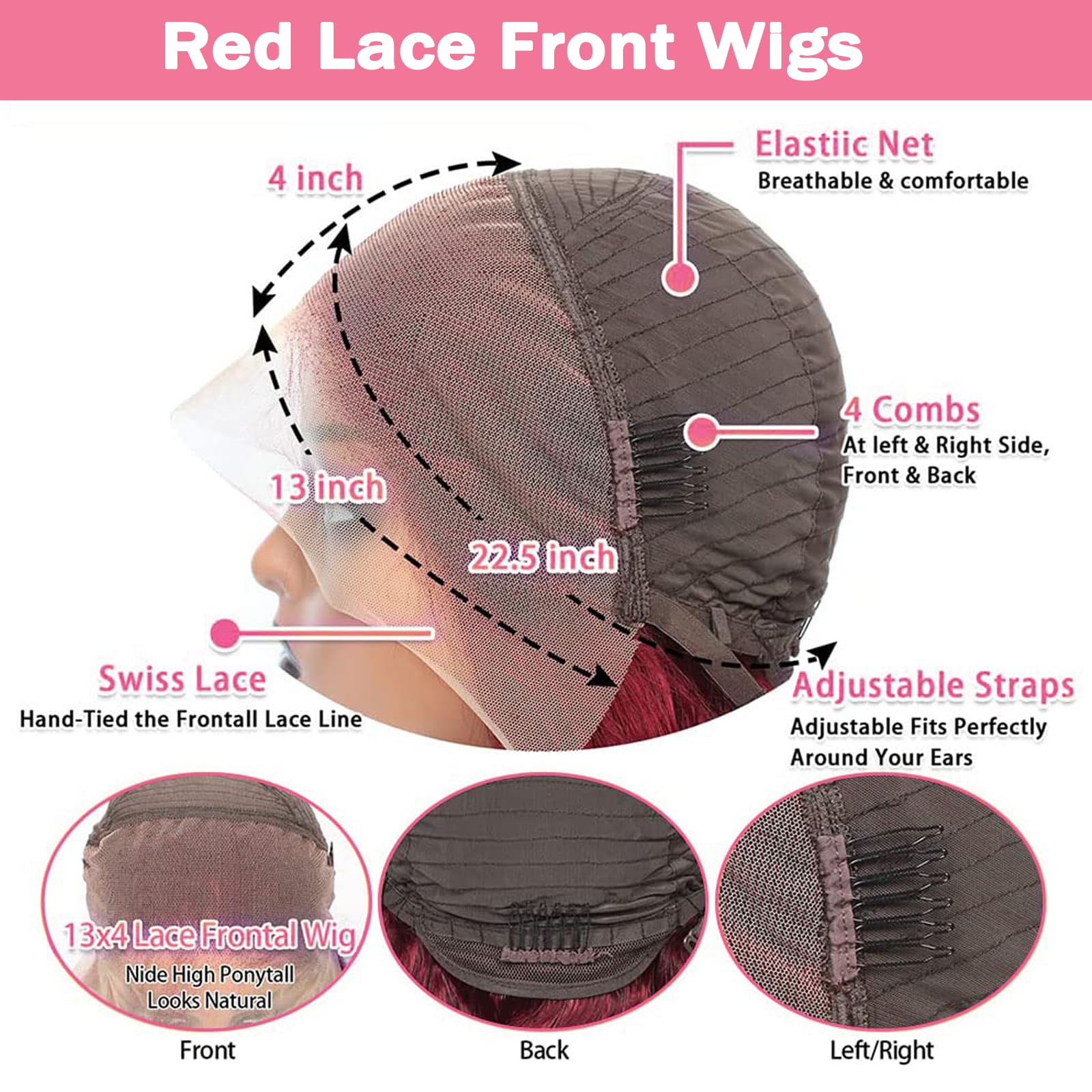 METDIO 99J Burgundy wig lace-front closeup for seamless parting illusion