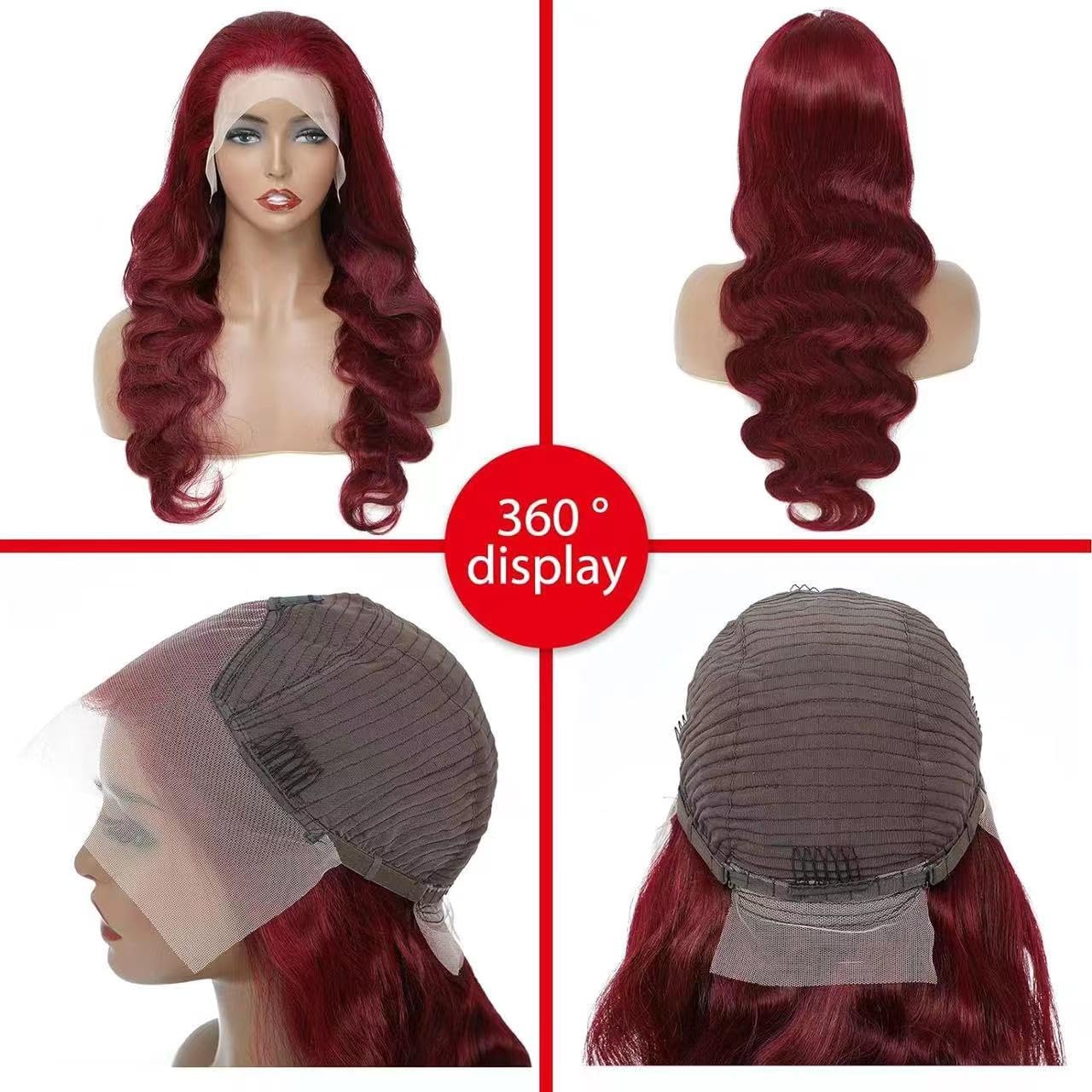 METDIO Burgundy wig for weddings and events at 28 inches