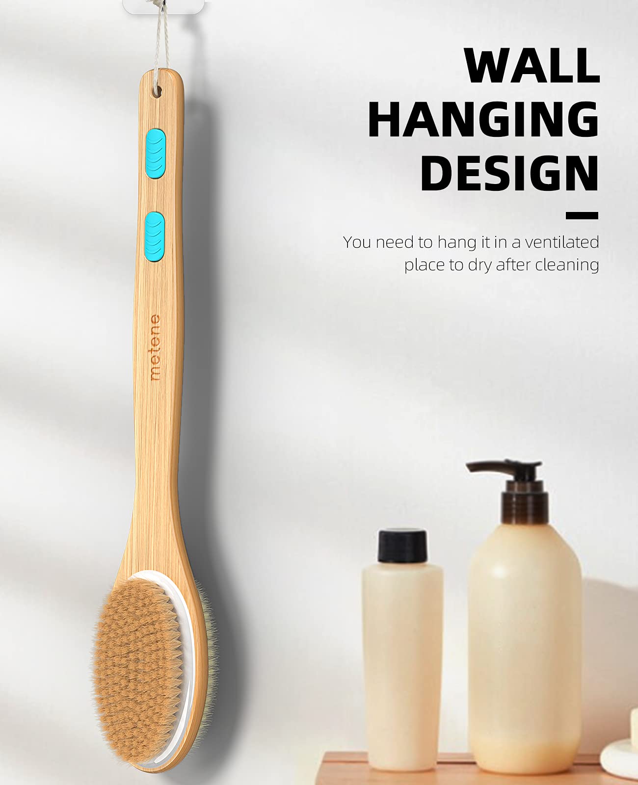Metene 2-pack shower brush hanging rope and storage ready