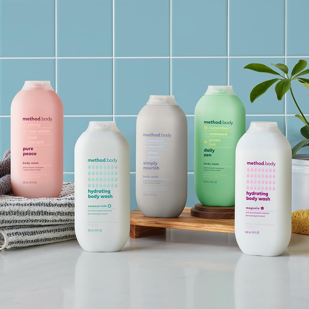 Method Magnolia label closeup highlights branding and a clean, paraben-free formula.