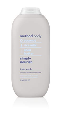 Method Simply Nourish lather closeup highlights creamy rice milk texture.