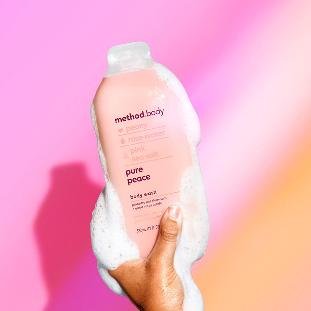 Method Pure Peace eco-packaging highlights recycled plastic content.