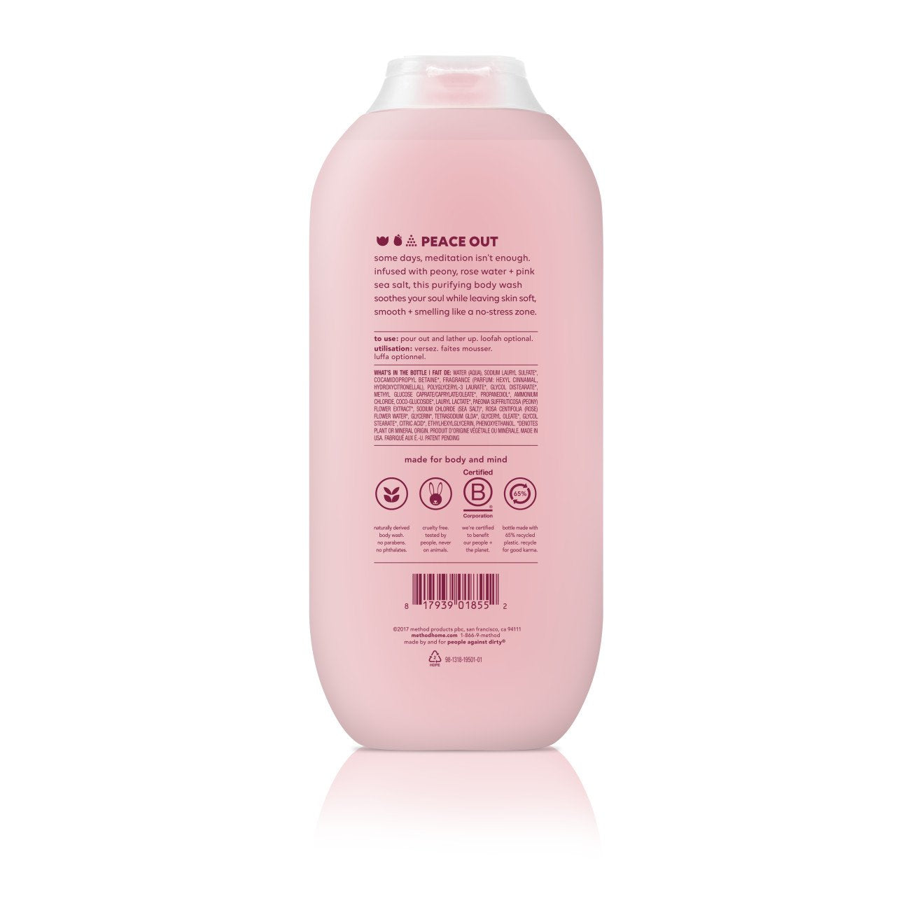 Method Pure Peace lather close-up shows moisturizing texture.