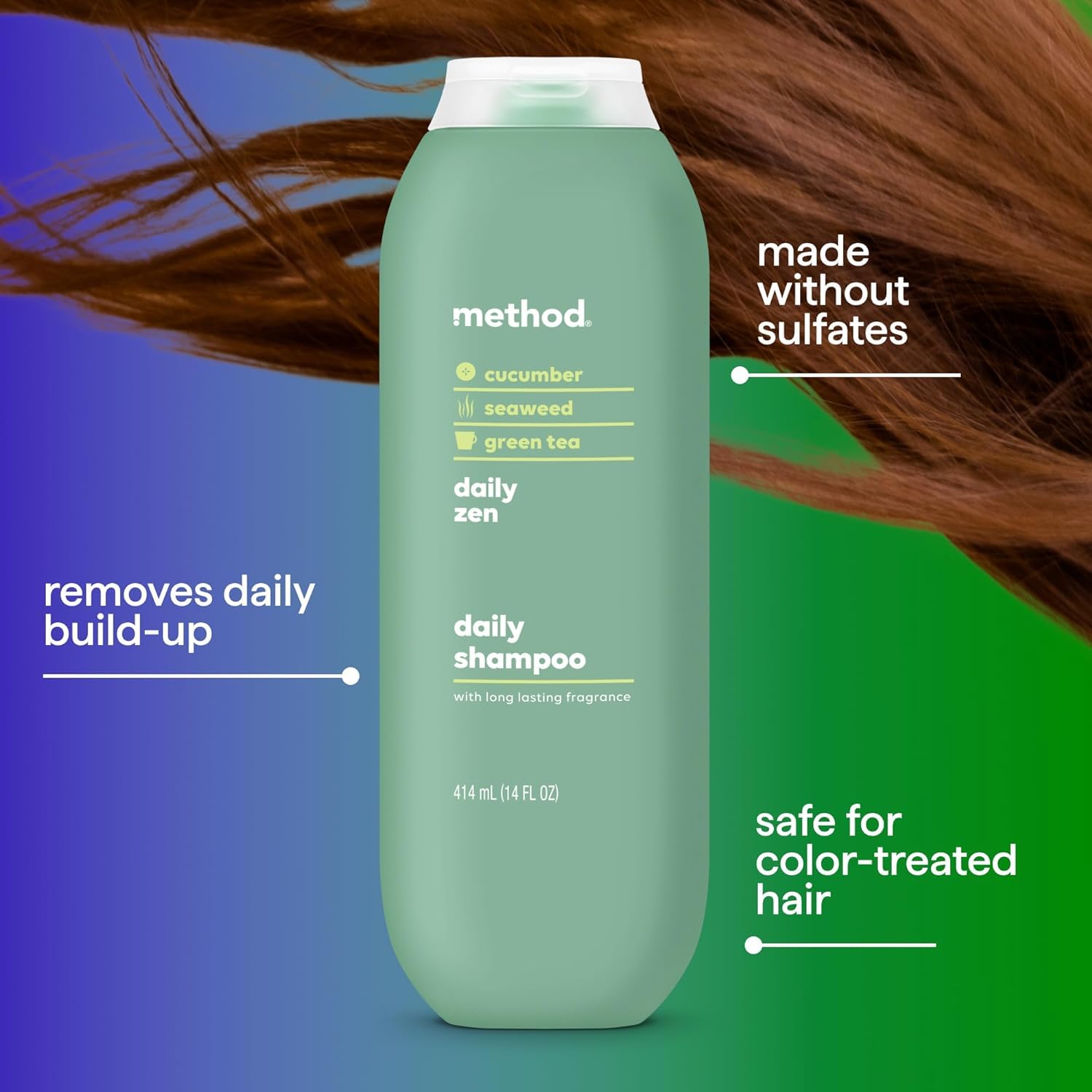 Method Everyday Shampoo pcr-bottle close-up highlights recycled packaging