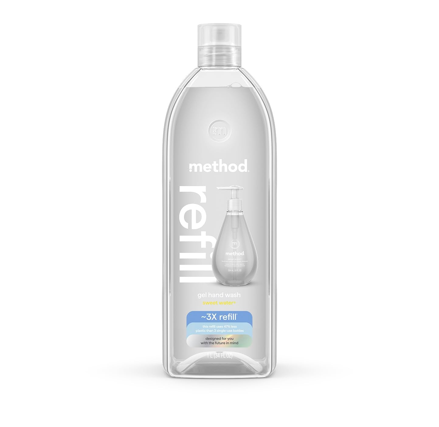 Method Gel Hand Soap refill bottle front view emphasizes eco-friendly packaging and 28oz refill