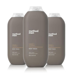 Method Men Cedar + Cypress bottle showcases paraben-free cleansing and fragrance notes.