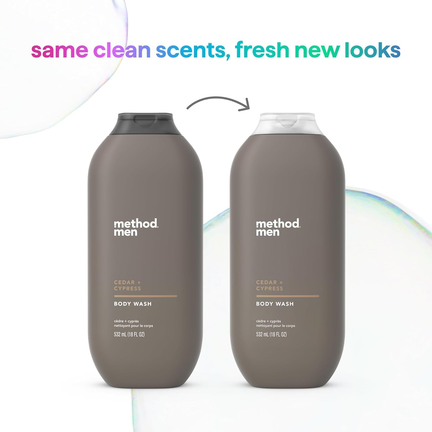 Shower scene with Method Men bottle emphasizing quick-lather in a busy morning.