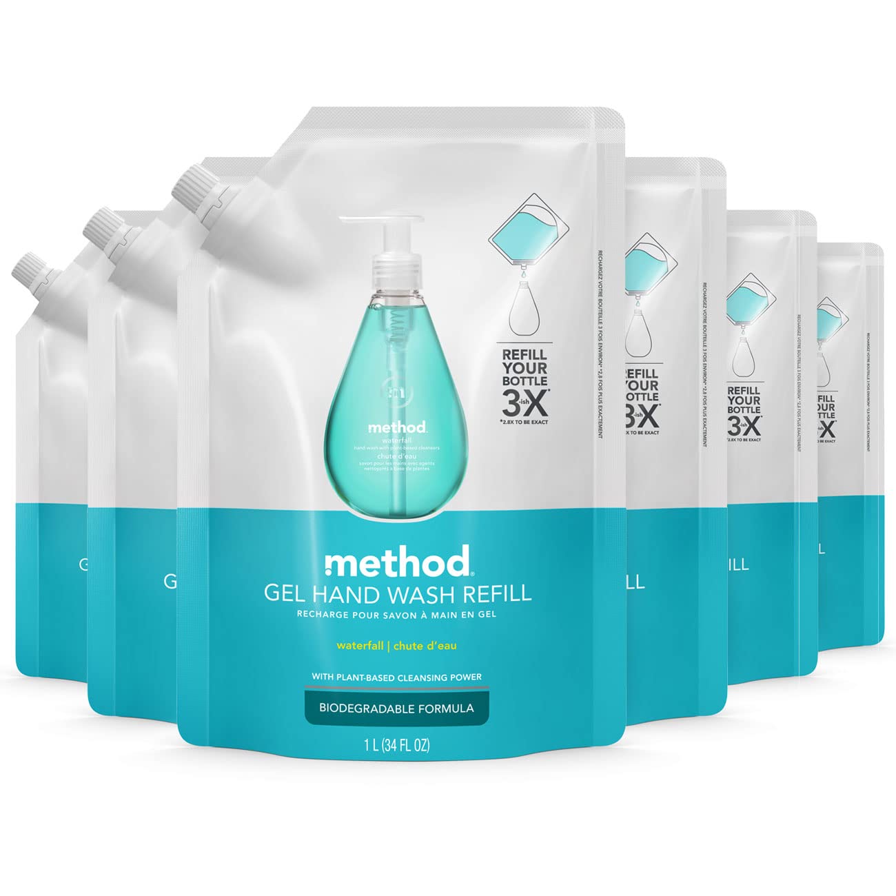Method Waterfall refill pouch ready for kitchen counter—eco-friendly hand soap