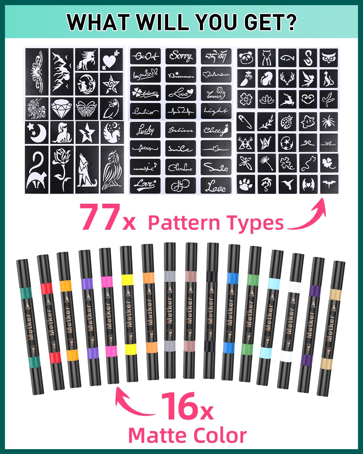 Metker set for adults and kids to create DIY body art safely.