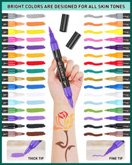 Metker tattoo markers color palette shows bright, expressive hues for skin art.