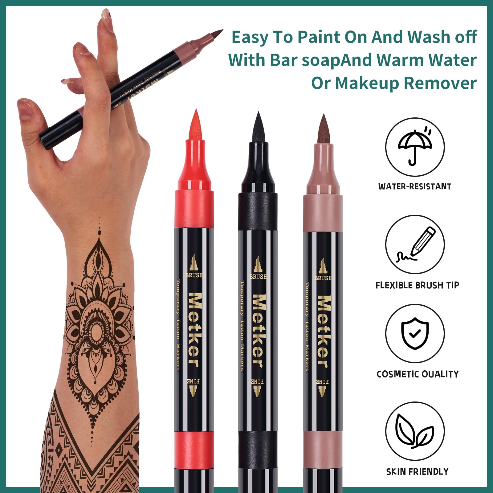 Metker tattoo stencils 77 large provide clean designs for events.