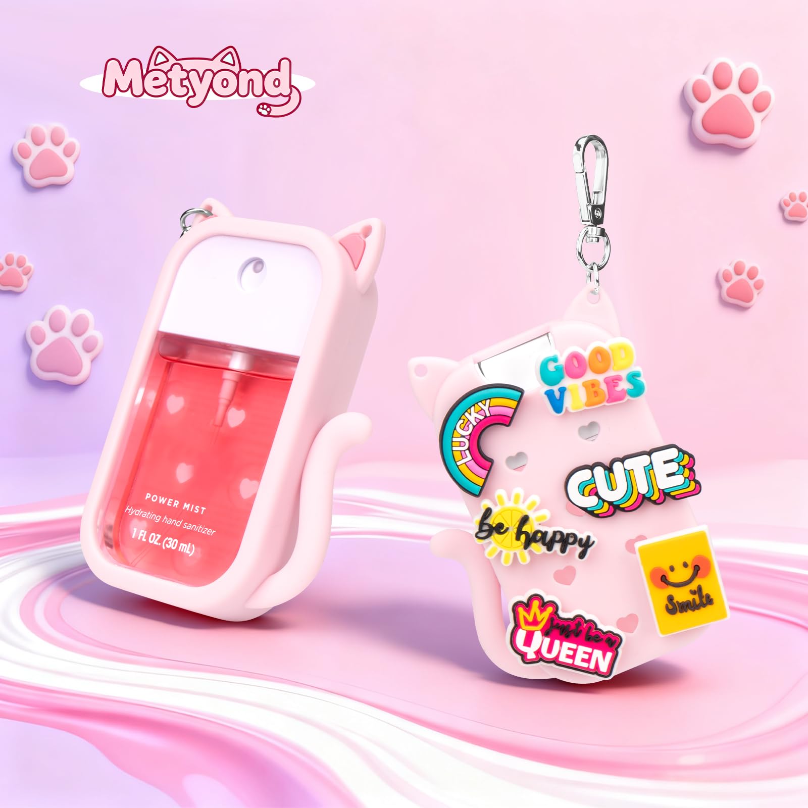 Metyond pink cat-shaped case with charms enhances style