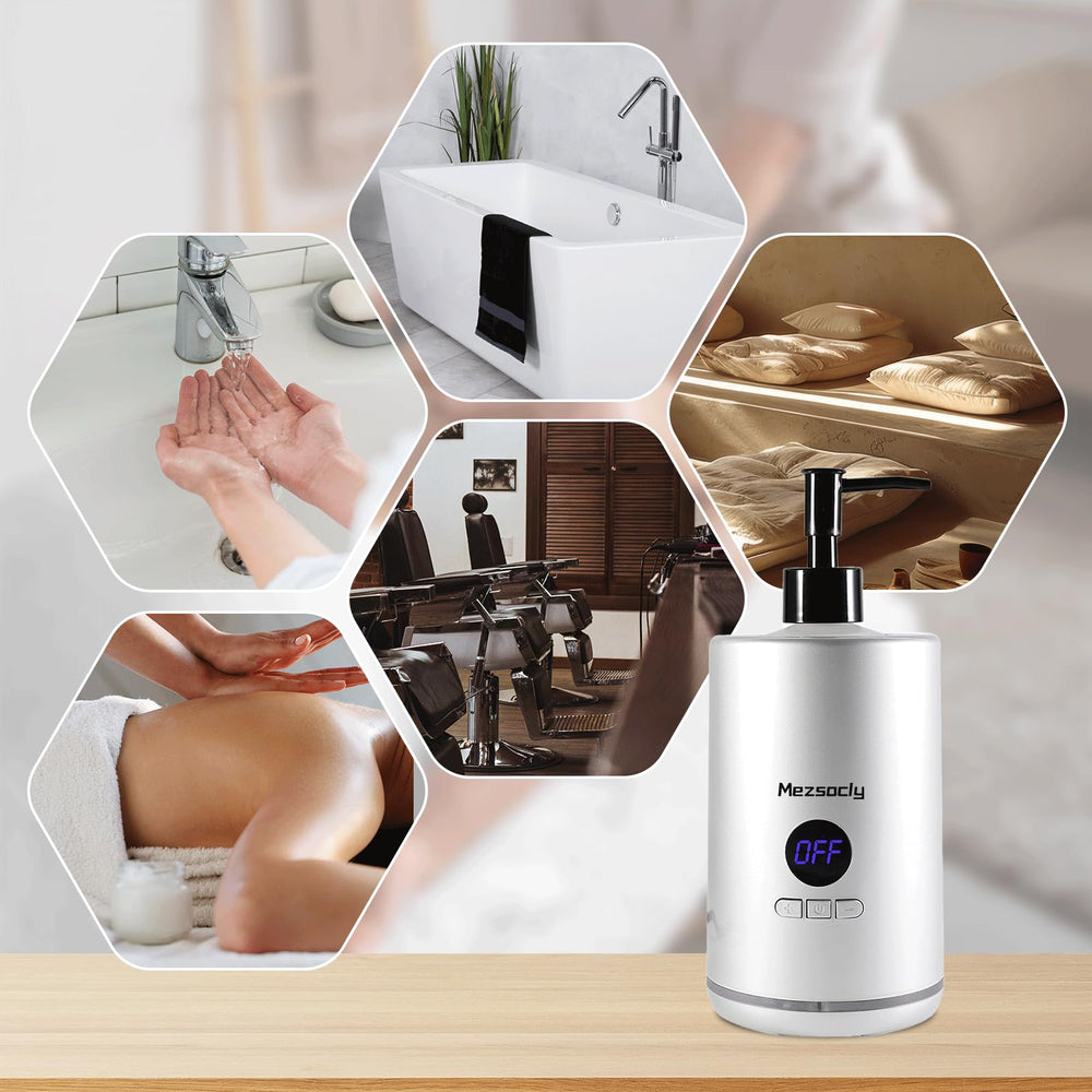 Mezsocly oil warmer shown with massage stone set setup