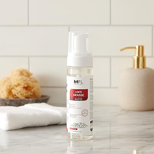 MFL Locs Styling Flaxseed Mousse foam texture close-up shows lightweight hold