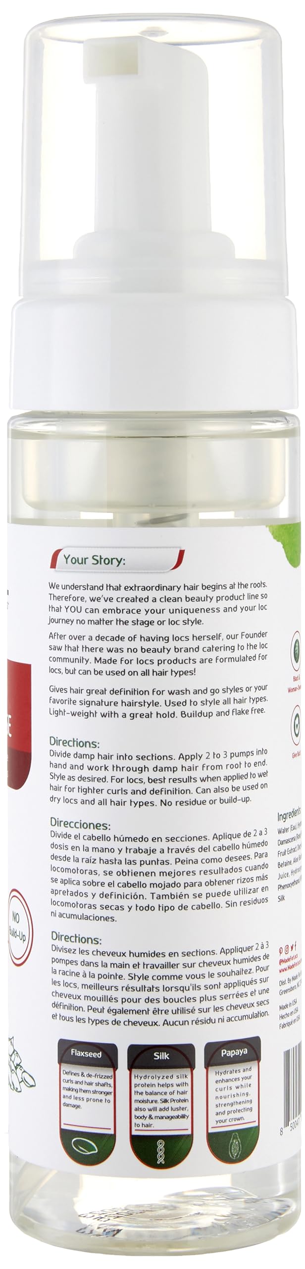 MFL Locs Styling Flaxseed Mousse on locs hair demonstrates natural shine