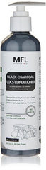 MFL Made For Locs Black Charcoal Conditioner bottle hydrates and detoxes locs