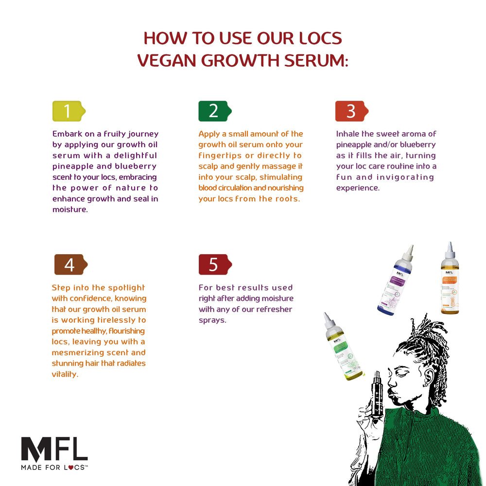 Locs brillantes gracias al aceite de MFL, hidratación que perdura.