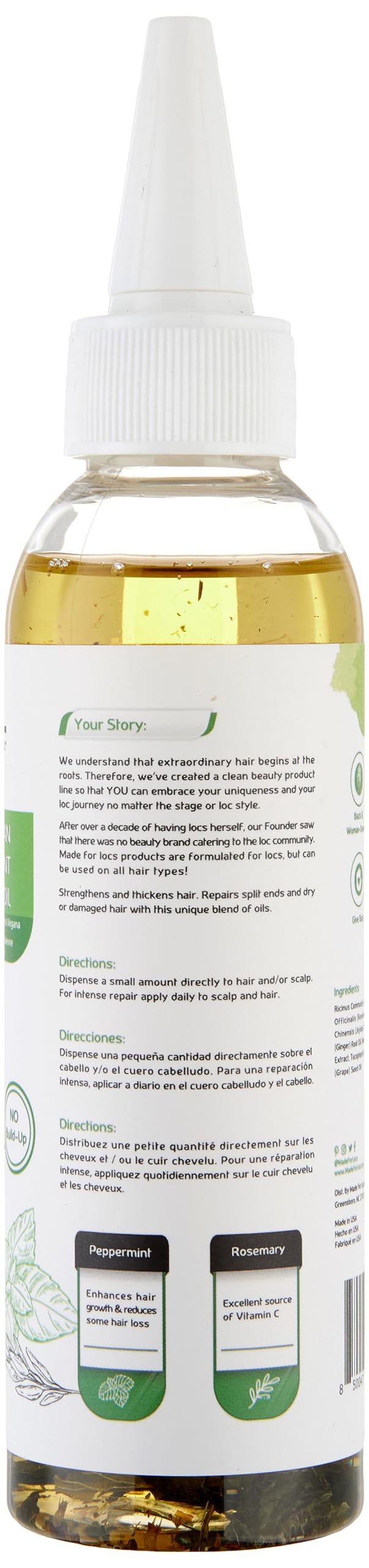 MFL Locs con hojas de menta: aroma refrescante para uso diario.