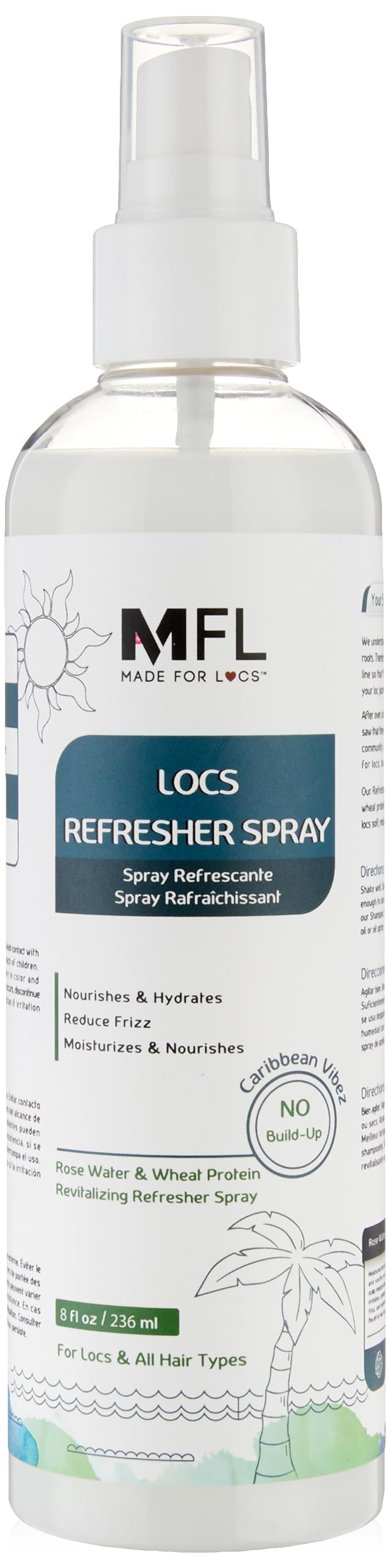 MFL Made For Locs Rose Water Refresher Spray bottle for daily moisture and fresh scent.