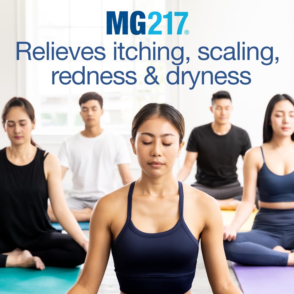 MG217 packaging box emphasizes medicated formula and multi-symptom relief.