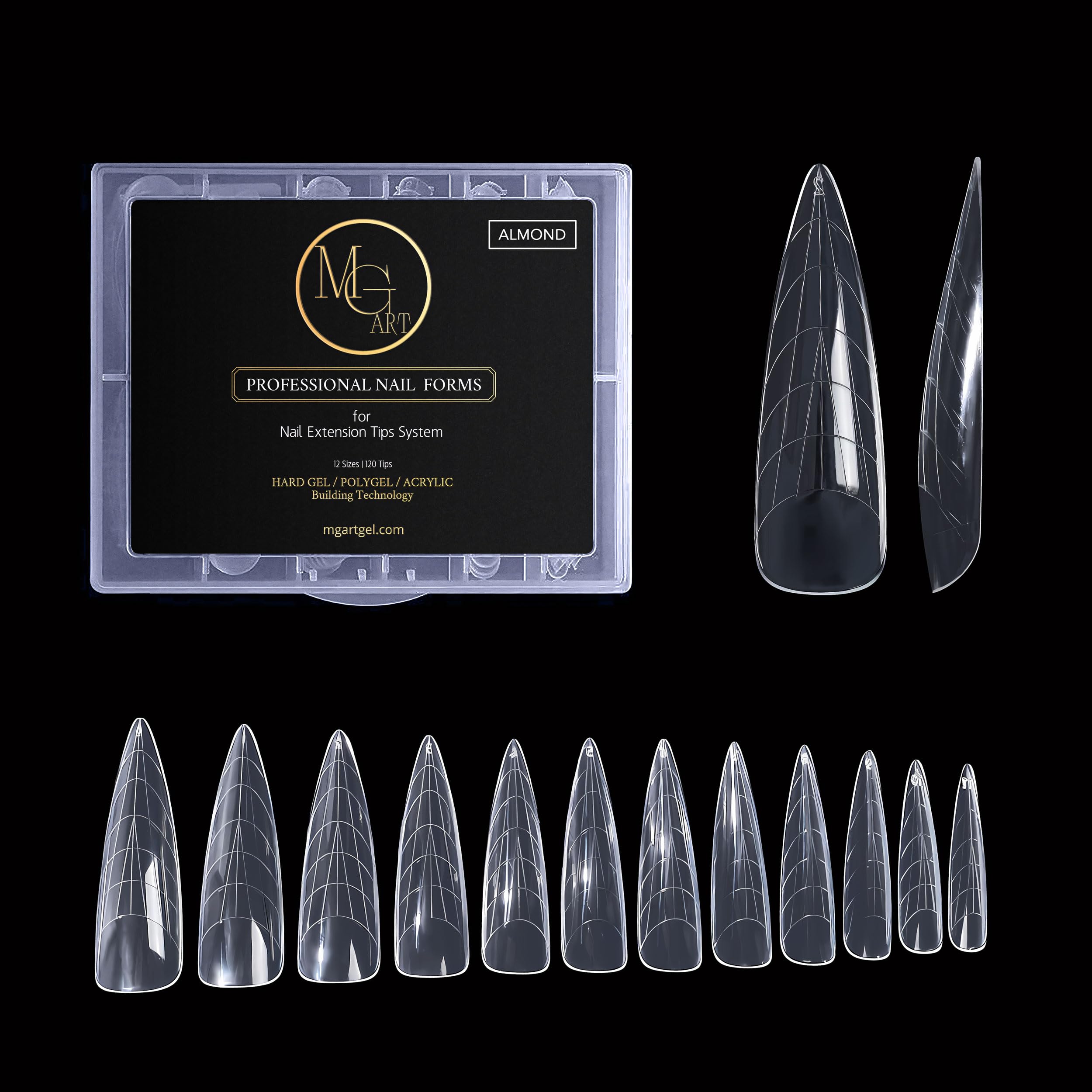 MGART Dual Nail Forms almond extension inside view for precise gel nails