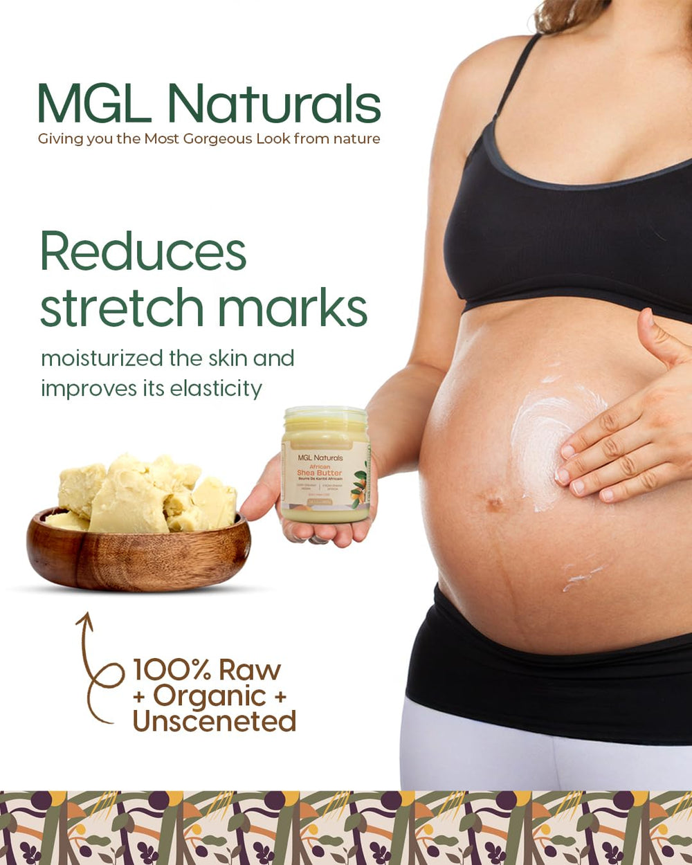 MGL Naturals ivory shea butter jar on shelf ready for daily use