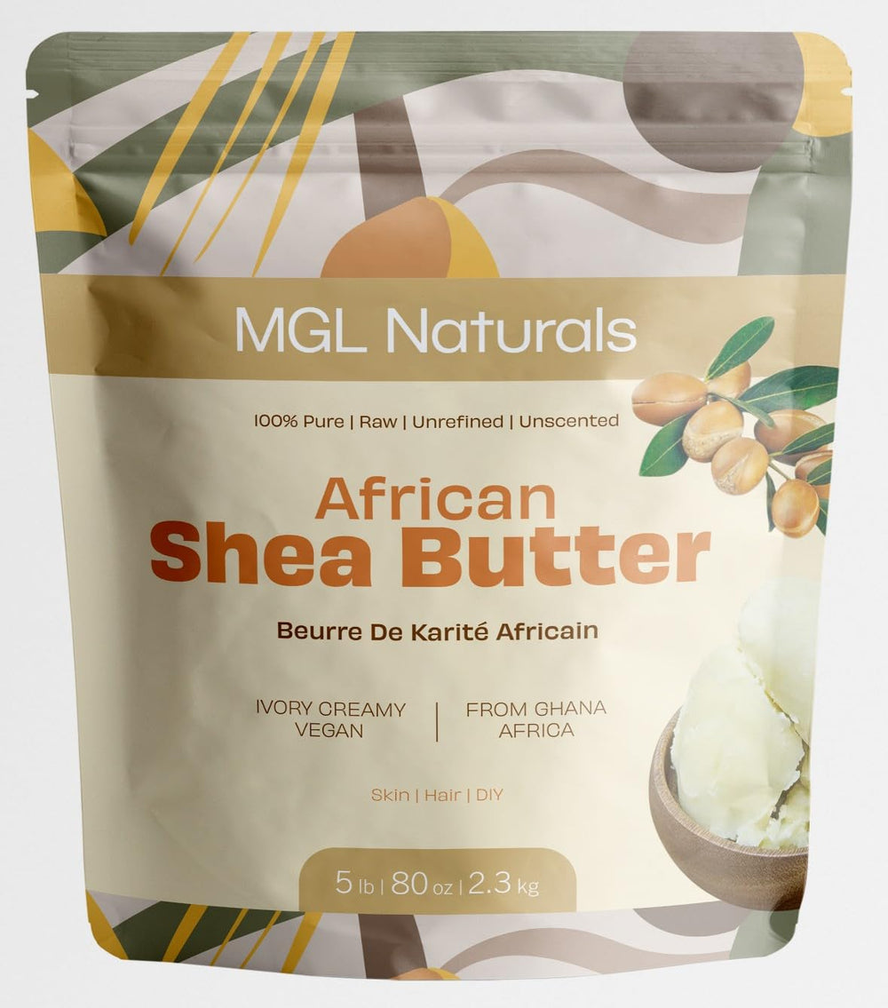MGL Naturals Shea Butter raw ivory hair care application on strands for shine