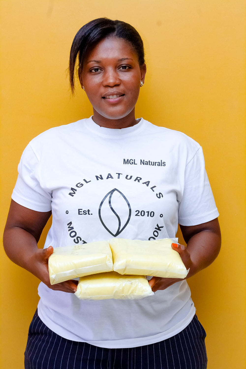 MGL Naturals Shea Butter raw ivory origin Ghana label highlighting fair-sourcing