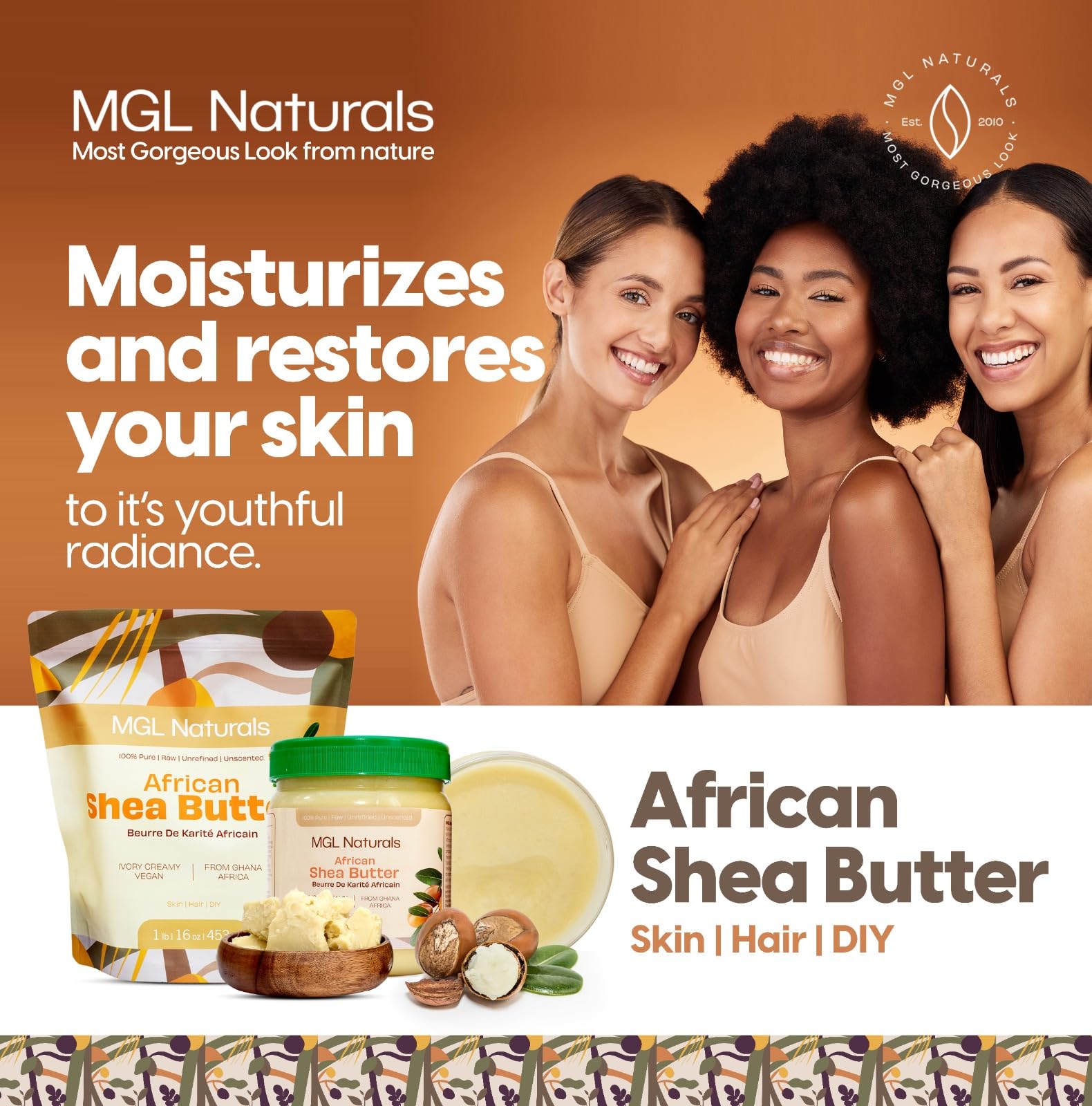 MGL Naturals Shea Butter raw ivory storage jar in cool dry place
