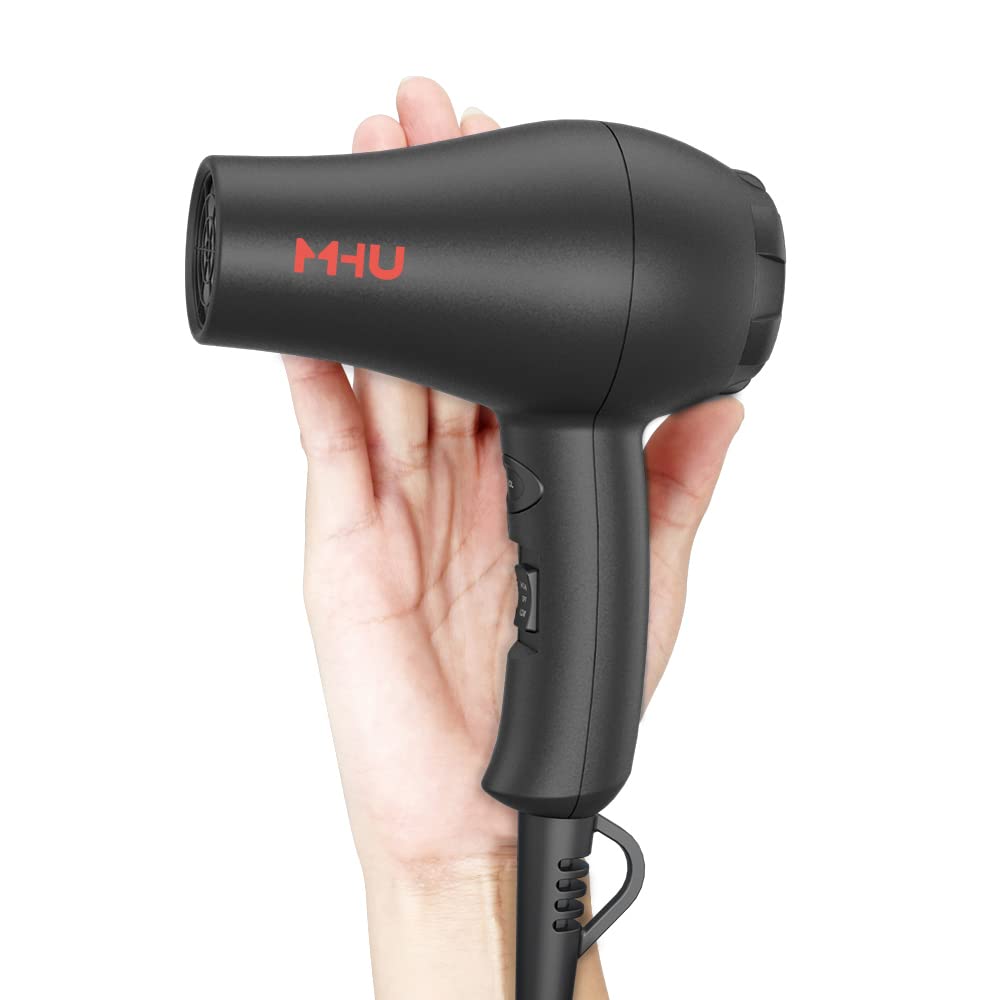 MHD travel mini hair dryer with concentrator attachment for precise styling.