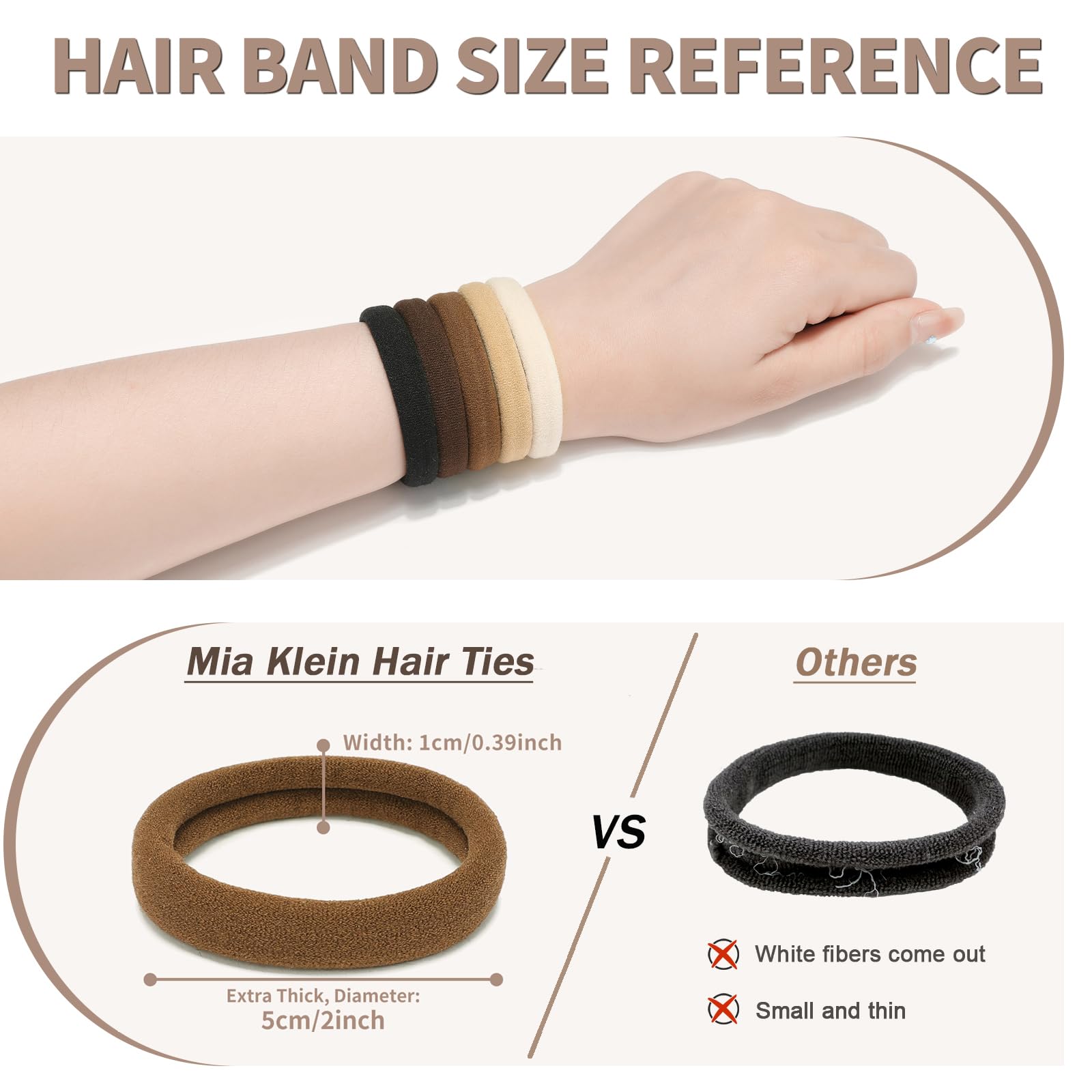 Mia Klein hair ties black back view shows sturdy stretch and no snag design