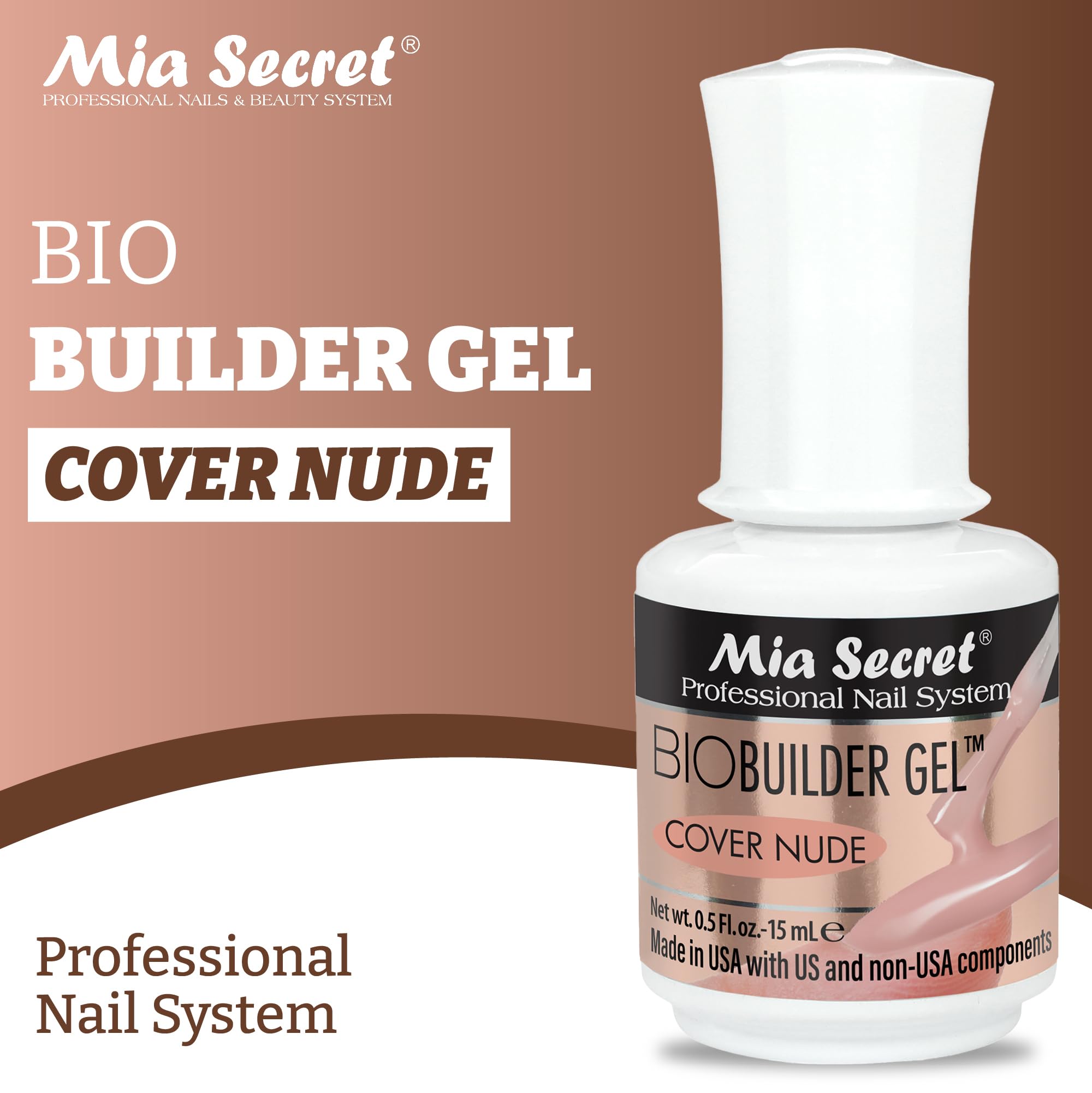 Mia Secret Bio Builder Gel Cover Nude being applied over a nail form for precise coverage.
