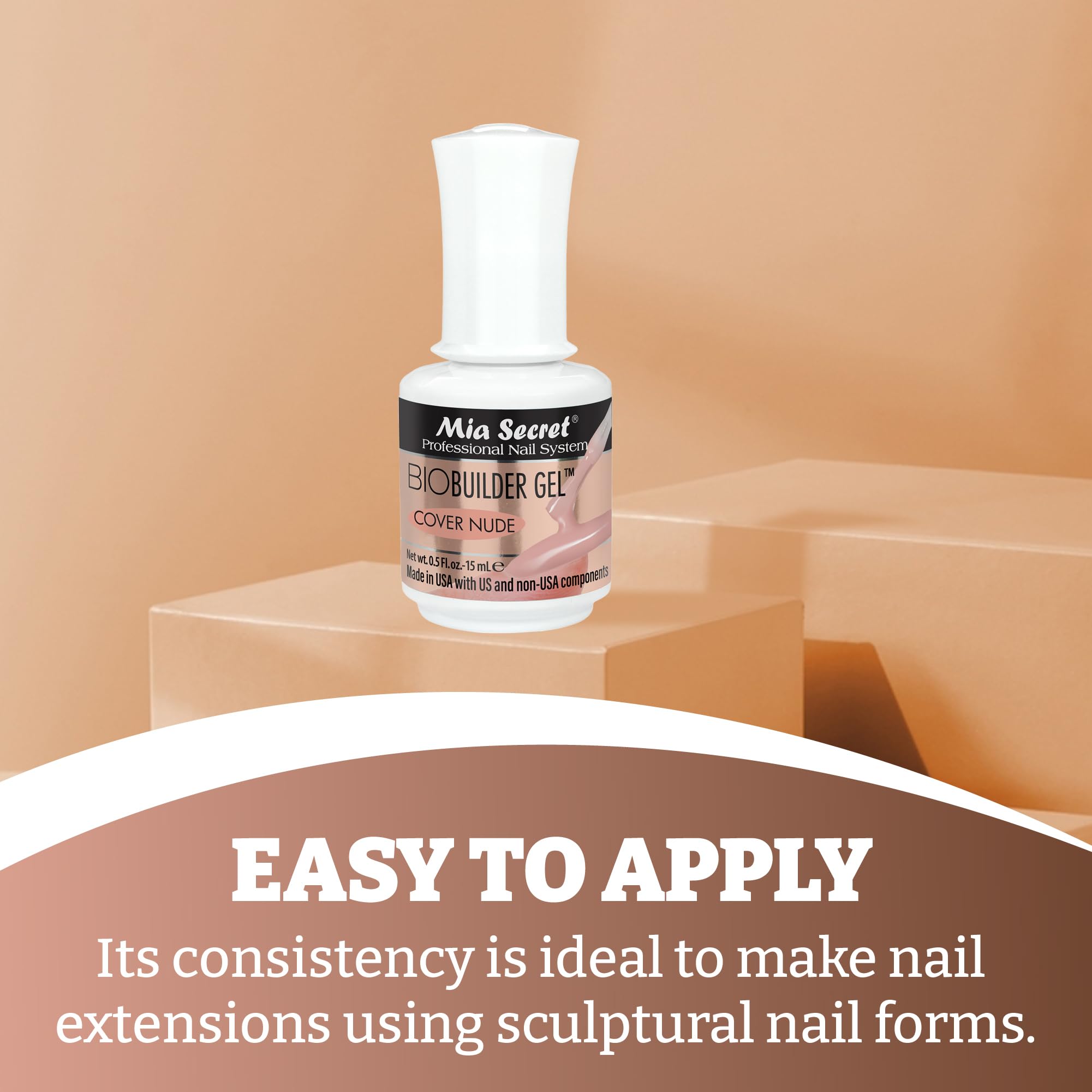 Mia Secret gel swatches in Cover Nude showing natural-looking sculpted nails.