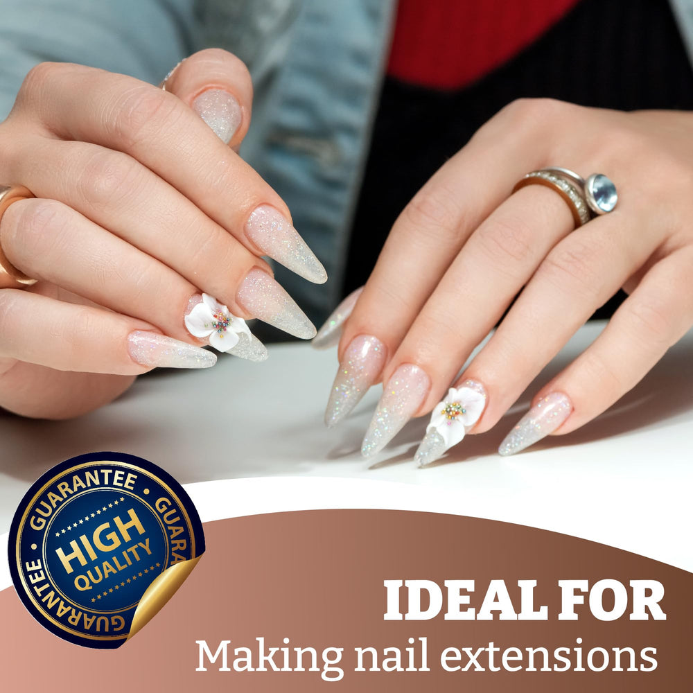 Mia Secret Bio Builder Gel Cover Nude used with sculpting forms for extensions.