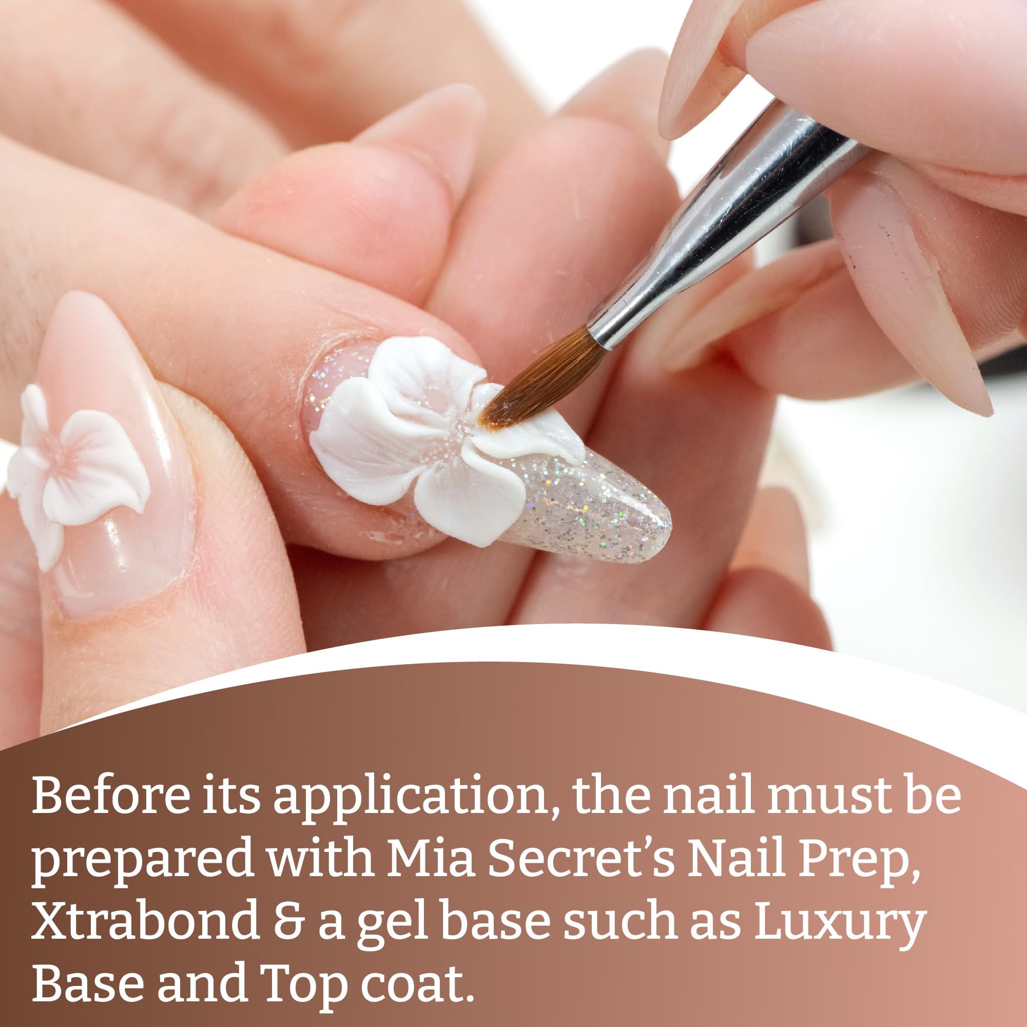 Mia Secret gel in Cover Nude provides a natural glassy finish after cure.
