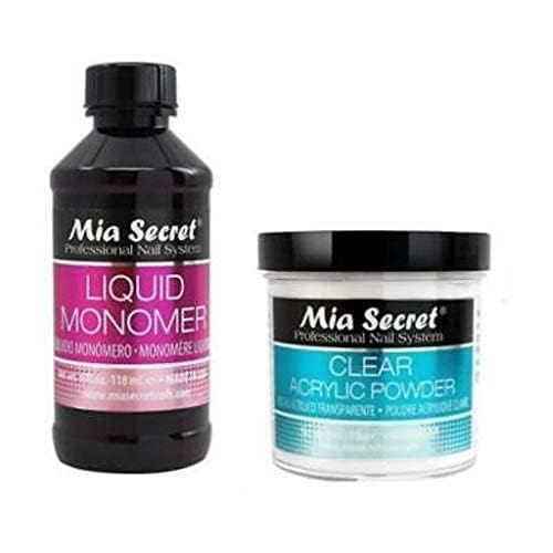Mia Secret clear acrylic powder 4oz jar ensures strong adhesion and clear finish.