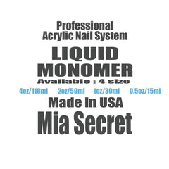 Mia Secret clear acrylic powder closeup highlights self-leveling, non-yellowing performance.