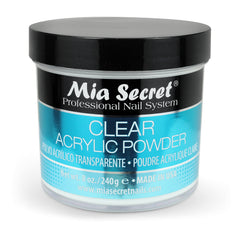 Mia Secret Clear Acrylic Powder packaging showcases USA-made quality for reliable results.