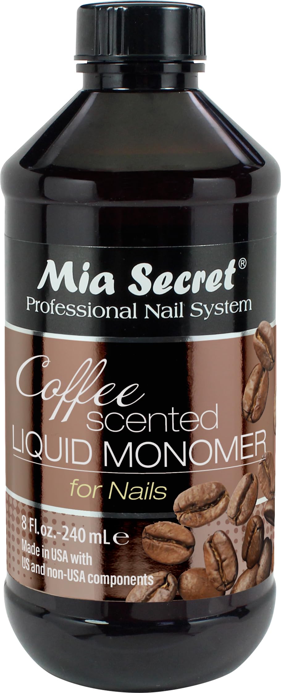 Mia Secret coffee scented liquid monomer bottle for a fresher salon ambiance