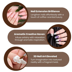 Mia Secret coffee scented workspace ambiance during manicure session