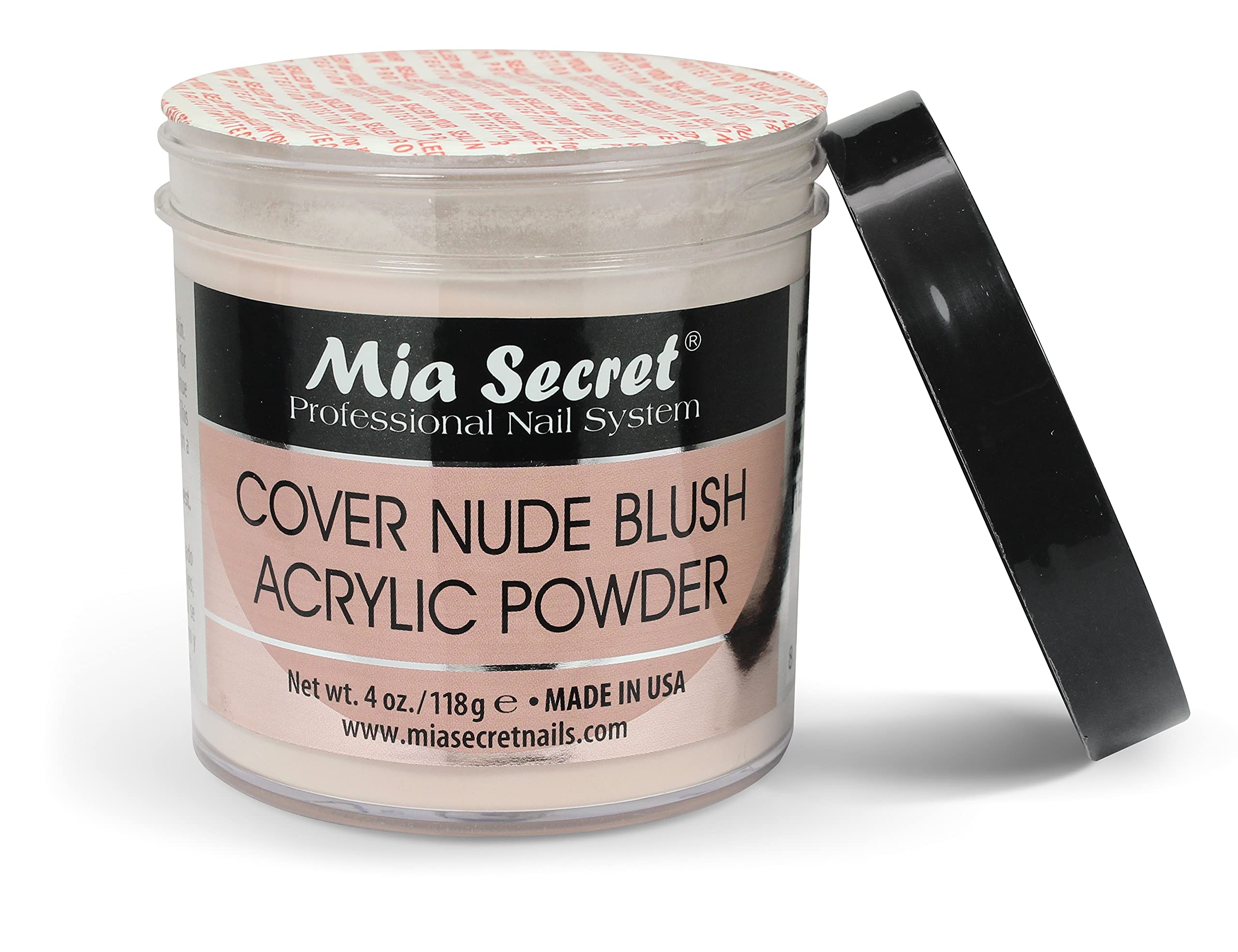 Mia Secret cover nude blush acrylic powder 4oz nail extension application swatch demonstrates durable color