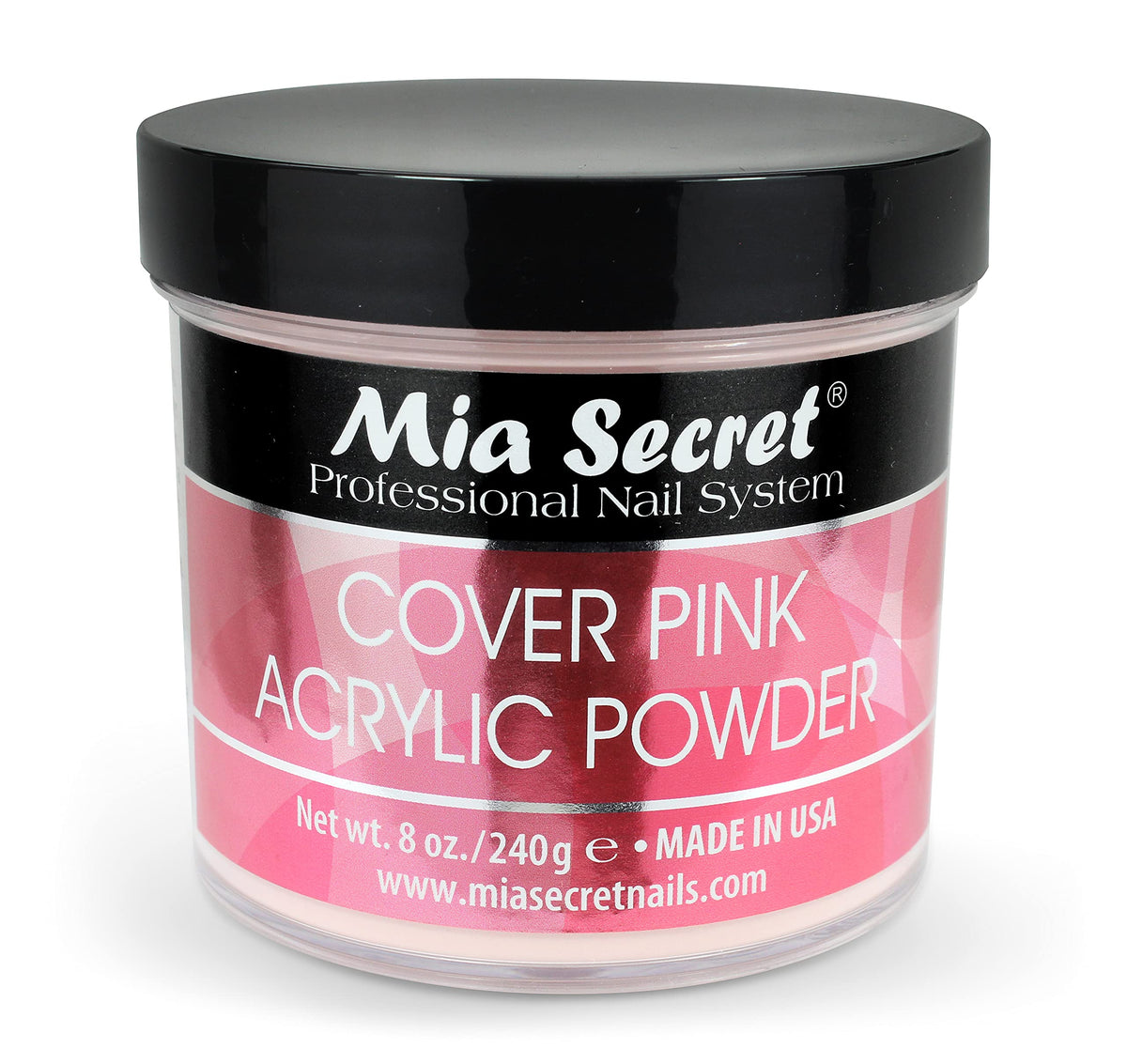 Mia Secret cover pink acrylic powder 8oz bottle for durable salon quality nails