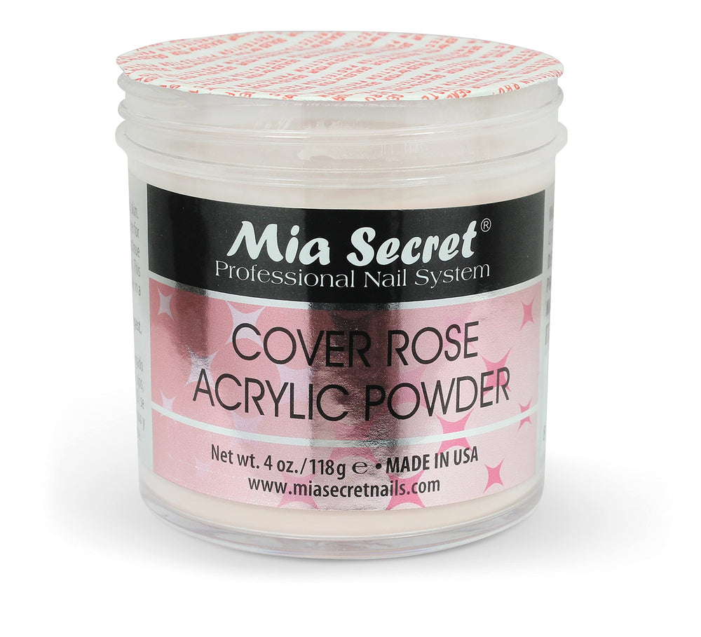 Mia Secret Cover Rose acrylic powder color swatch reveals warm rose shade for natural nails.