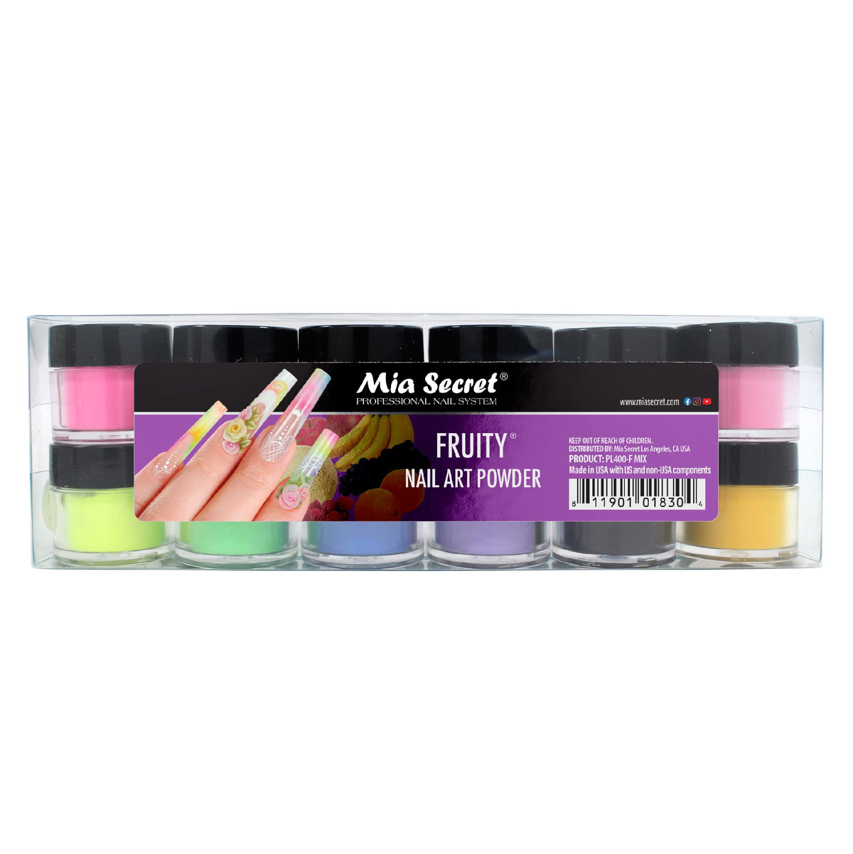 Mia Secret Fruity Collection swatches show 12 colors for easy shade matching.