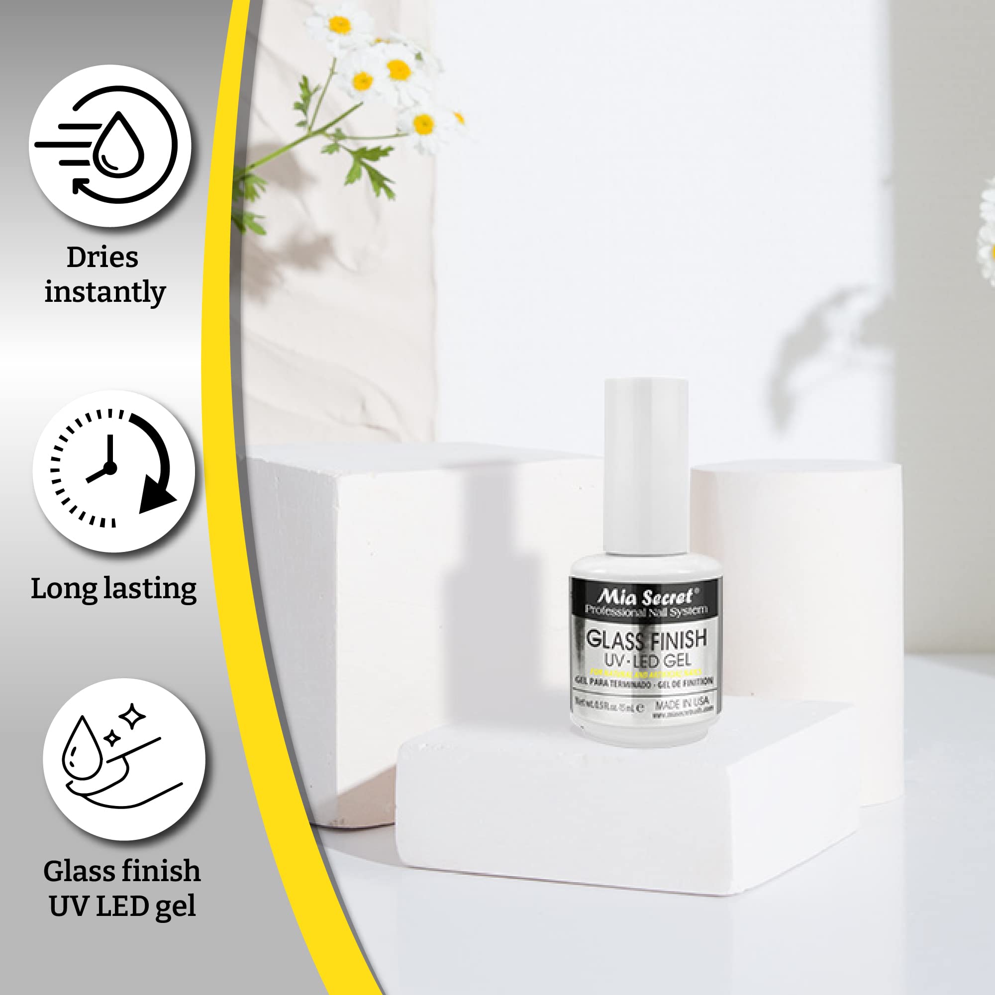 Mia Secret Glass Finish packaging prepared for salon use and easy storage.