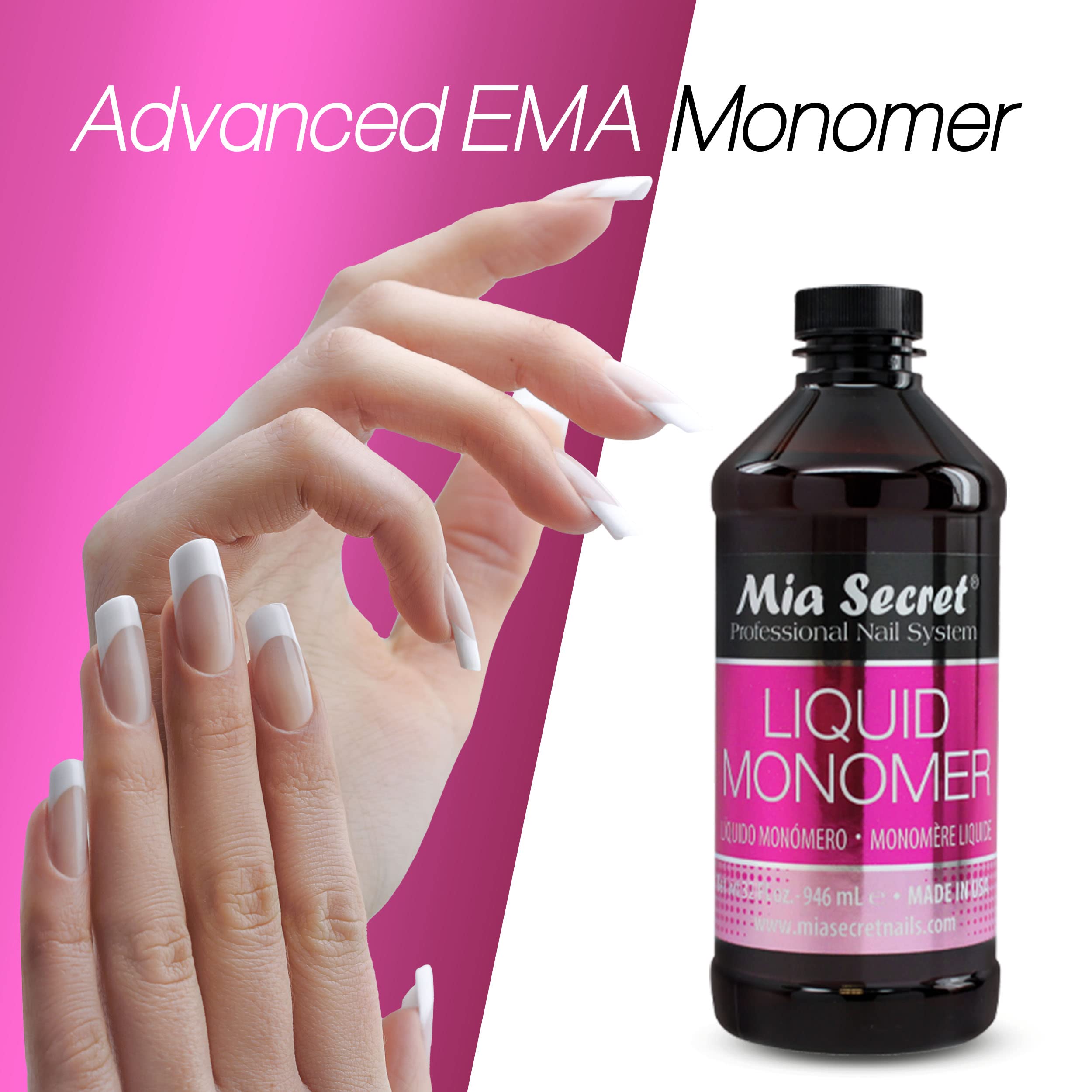 Mia Secret Liquid Monomer cap closeup shows leak-proof design for reliable sealing