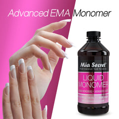 Mia Secret Liquid Monomer cap closeup shows leak-proof design for reliable sealing