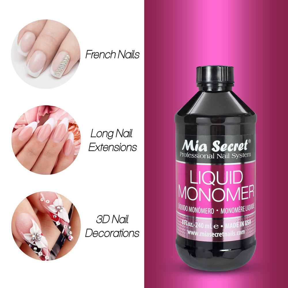 Mia Secret liquid monomer non-yellowing formula preserves natural nail color