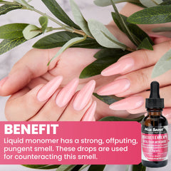 Mia Secret Monomer Drops Cherry bottle label highlights cherry scent for a pleasant aroma