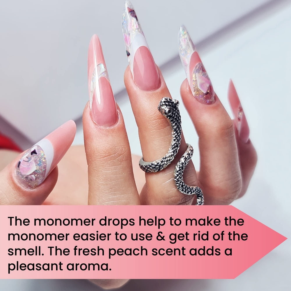 Mia Secret Monomer Drops Peach In-Use shows quick enhancement of studio comfort.